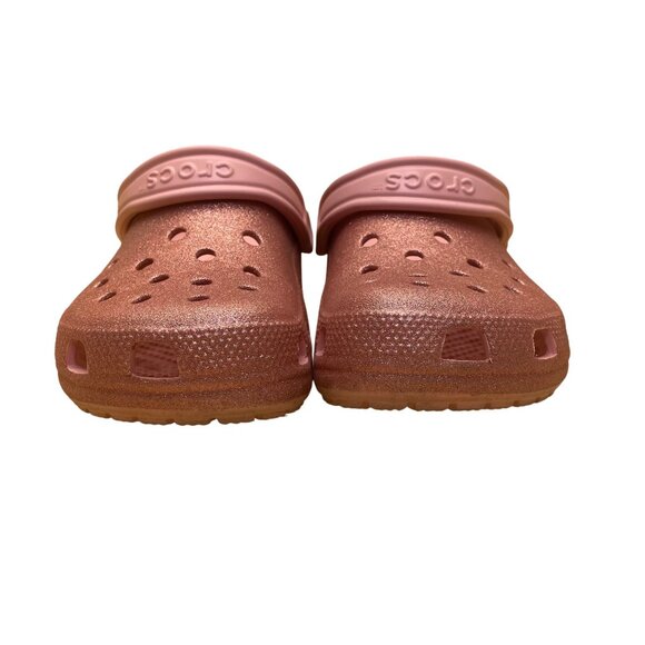 Crocs Girls Rose Gold Glitter Rubber Slip-On Clogs Size 6 - Picture 2 of 7